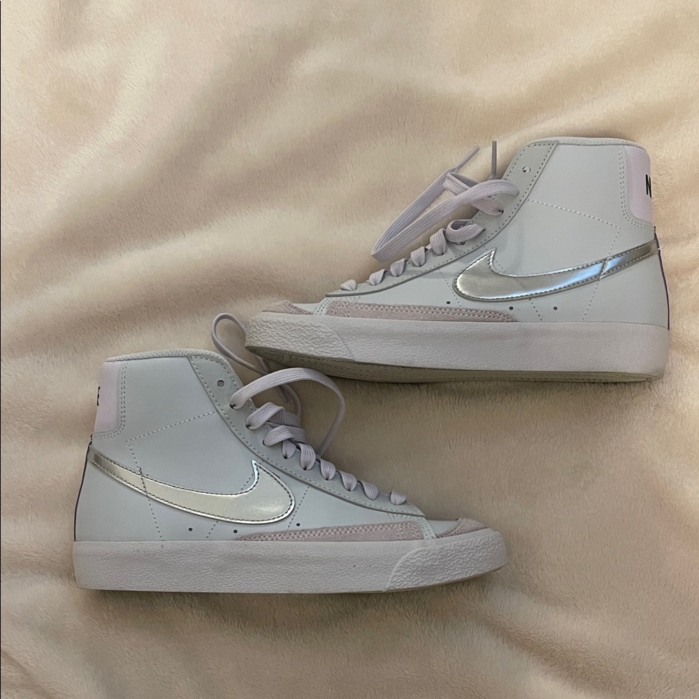 Pastel blue/purple/silver Nike blazers